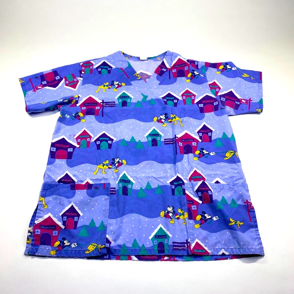 Mickey and Pluto Christmas Scrub top